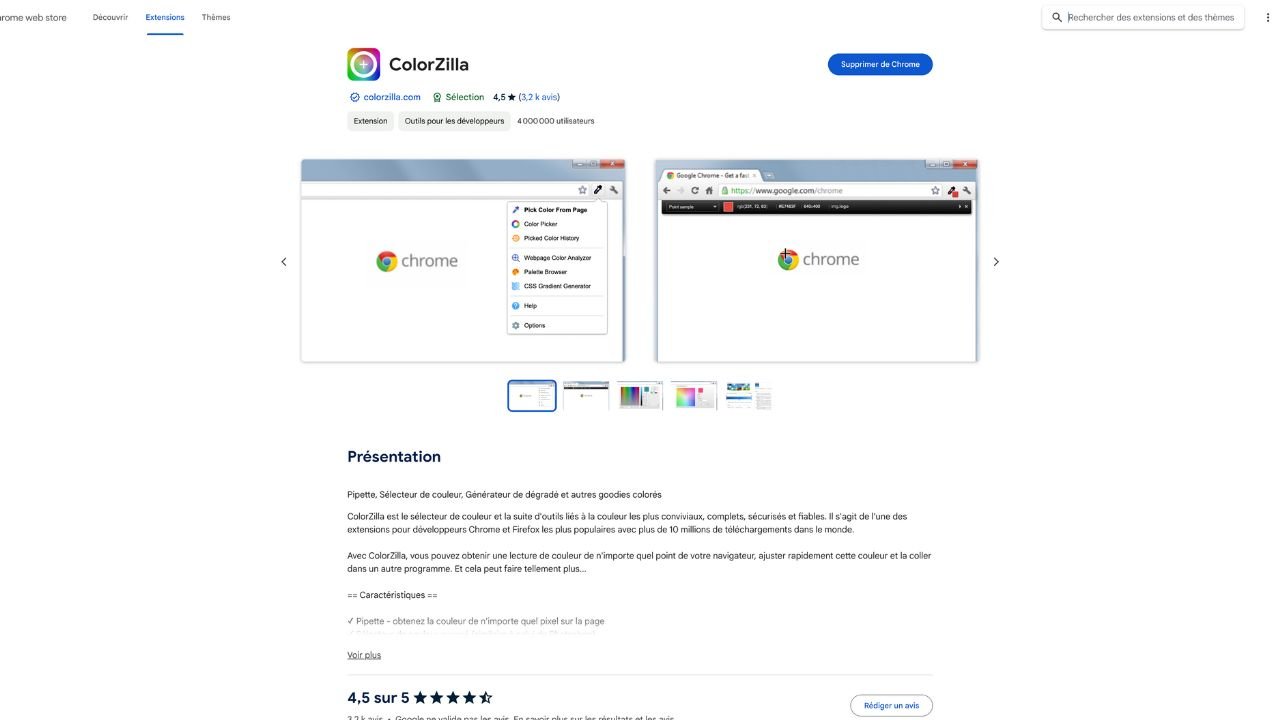 Page google web store ColorZilla
