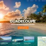 Image représentant la la page d'accueil d'un site internet en Guadeloupe avec un magnifique coucher de soleil