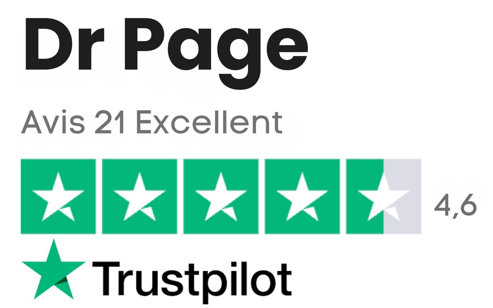 Avis trustpillot Dr Page - 21 avis - note de 4,6 sur 5