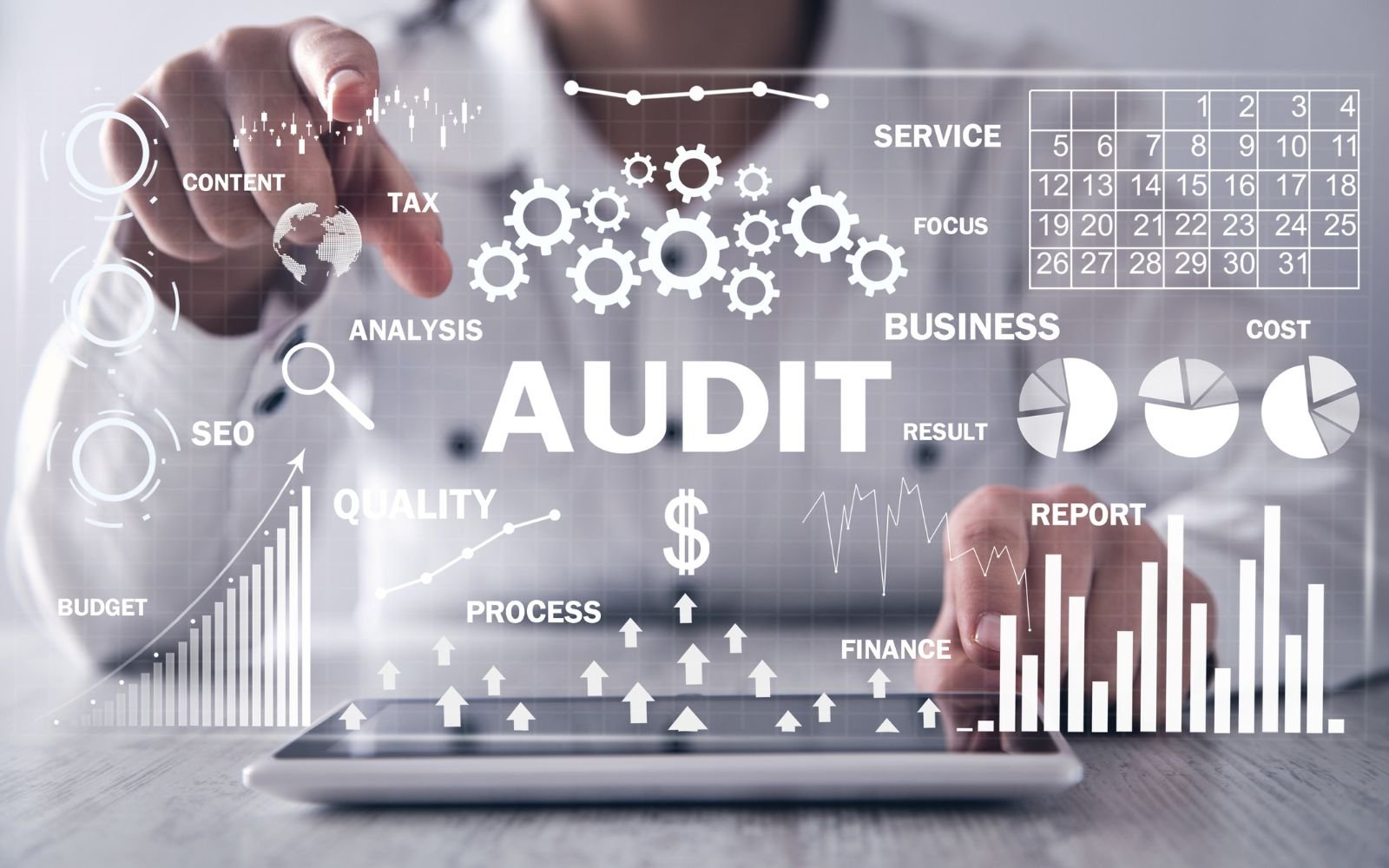 Audit IA en Entreprise en Guadeloupe | Dr Page Audit IA entreprise en Guadeloupe – consultant Dr Page analysant données, coûts, process et performance sur interface tactile.
